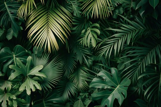 Tropical leaves background,  Natural green leaves pattern,  Tropical leaves background