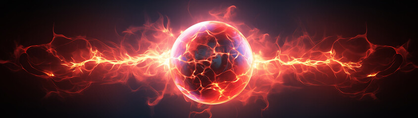 Electric plasma ball with tendrils of energy reaching outward. - obrazy, fototapety, plakaty