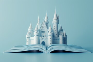 Obraz premium A book is open to a page with a castle on it