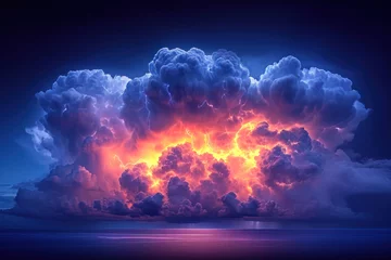 Foto op Canvas Majestic Thunderstorm Clouds Over Ocean at Twilight. © Fukume