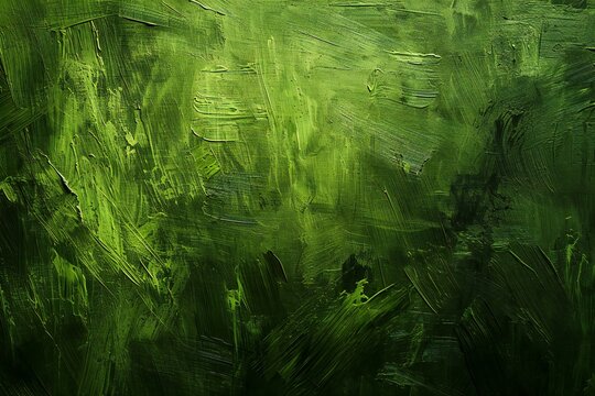Abstract green background,  Texture of oil paint on canvas,  Close-up