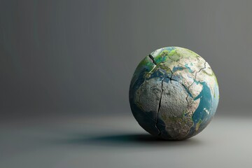 A broken globe with a crack in it