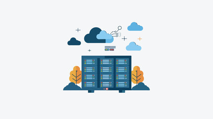 Server Data Storage Cloud Files Flat Color Icon. Vect