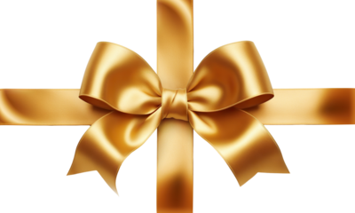 Cross golden ribbon and bow, cut out