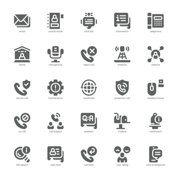 Call Center icon pack for your website, mobile, presentation, and logo design. Call Center icon glyph design. Vector graphics illustration and editable stroke.