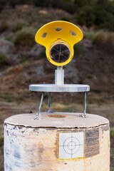 Mini prism for use in surveying on a fixed concrete vertex, monitors movements at a distance,...