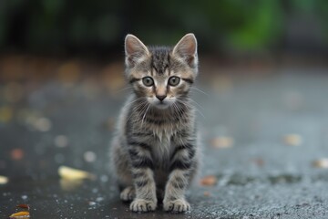 Fototapeta premium Kitten in the rain