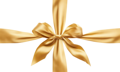 Cross golden ribbon and bow, cut out