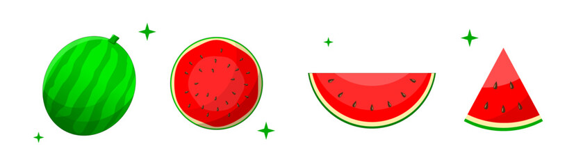 Watermelon vector icon set