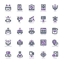 Artificial Intelligence icon pack for your website, mobile, presentation, and logo design. Artificial Intelligence icon dual tone design. Vector graphics illustration and editable stroke.