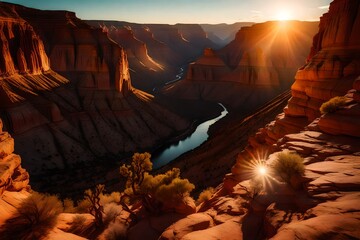 The canyon's beauty reaches its peak as the sun sets, creating a stunning nature scene.
