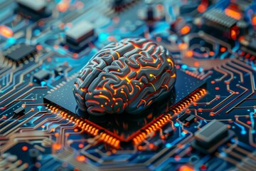 A computer chip with a brain on it
