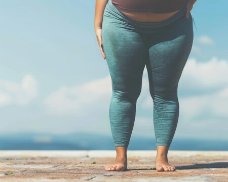 A stock photo illustrating the concept of obesity Excessive body fat, BMI, and health risks like cardiovascular disease and type 2 diabetes in focus