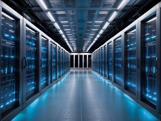 Fototapeta premium Data center interior, server hall, servers