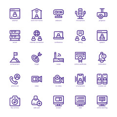 Webinar icon pack for your website, mobile, presentation, and logo design. Webinar icon basic line gradient design. Vector graphics illustration and editable stroke.