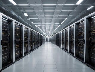 Fototapeta premium Data center interior, server hall, servers