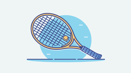 Tennis racket minimal vector flat line icon. Flat vector