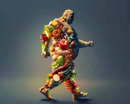 Capture the journey from weight gain and adiposity to the development of metabolic syndrome, hypertension, and insulin resistance in a stock image