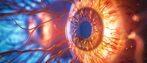 Diabetic retinopathy, Diabetic nephropathy  A canvas Diabetes paints retinopathy on eyes and nephropathy on kidneys, a canvas of complications