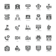 Webinar icon pack for your website, mobile, presentation, and logo design. Webinar icon glyph design. Vector graphics illustration and editable stroke.