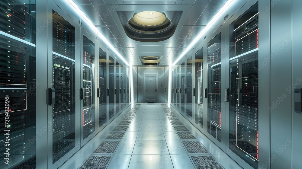 Poster design a server room. generative ai.