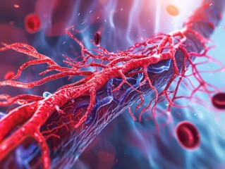 Visualize the concept of CAD in a stock image, featuring a diagram of coronary arteries affected by plaque buildup and arterial blockage