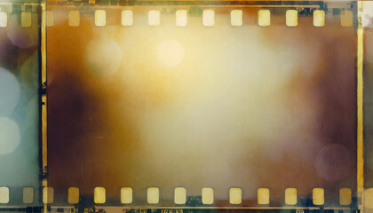 vintage film scene using the textures of classic film reel frames, incorporating oil techniq. Generative AI.