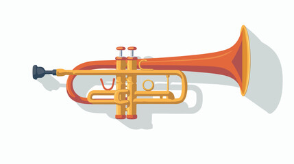 Trumpet or horn toy flat icon with long shadow  Flat
