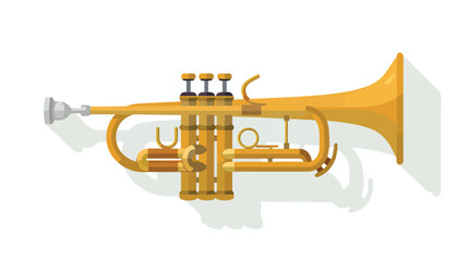 Trumpet or horn toy flat icon with long shadow  Flat