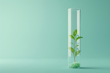 A glass tube with a leaf inside of it