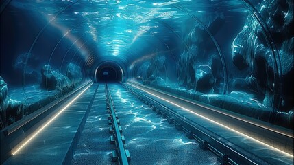 The most perfect undersea tunnel, underground railway, tunnel, covered with sea above and around....
