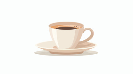 Vector cartoon flat cup of coffee isolated on empty b