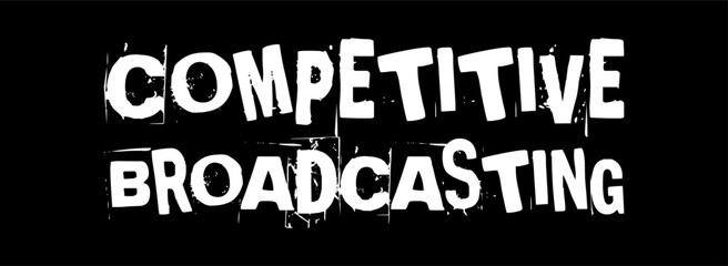 competitive broadcasting simple typography with black background. ideas for words with chatgpt, font with broken 15.