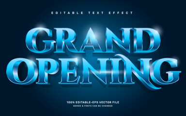 Obraz premium Blue chrome Grand opening editable text effect template