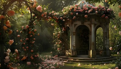 Old rotunda with roses