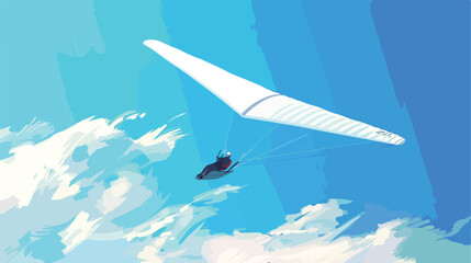 Vector illustration of hang gliding white deltaplane - obrazy, fototapety, plakaty
