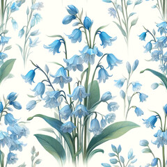 Tiny spring bluebells, seamless pattern, light watercolor. Seamless Pattern, Fabric Pattern, Tumbler Wrap, Mug Wrap