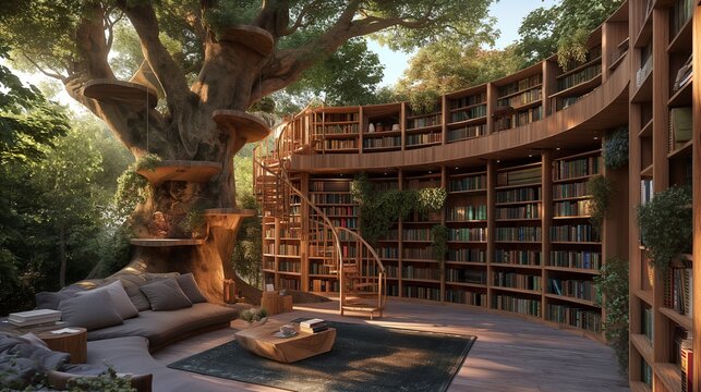 Explore the enchanting treehouse library design that inspires a love for reading