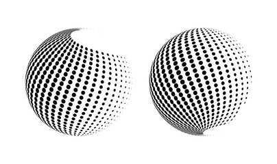 dotted halftone globes
