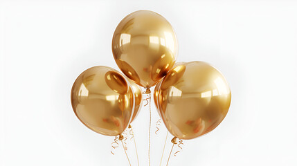 gold balloon isolated on a white transparent background, generative Ai