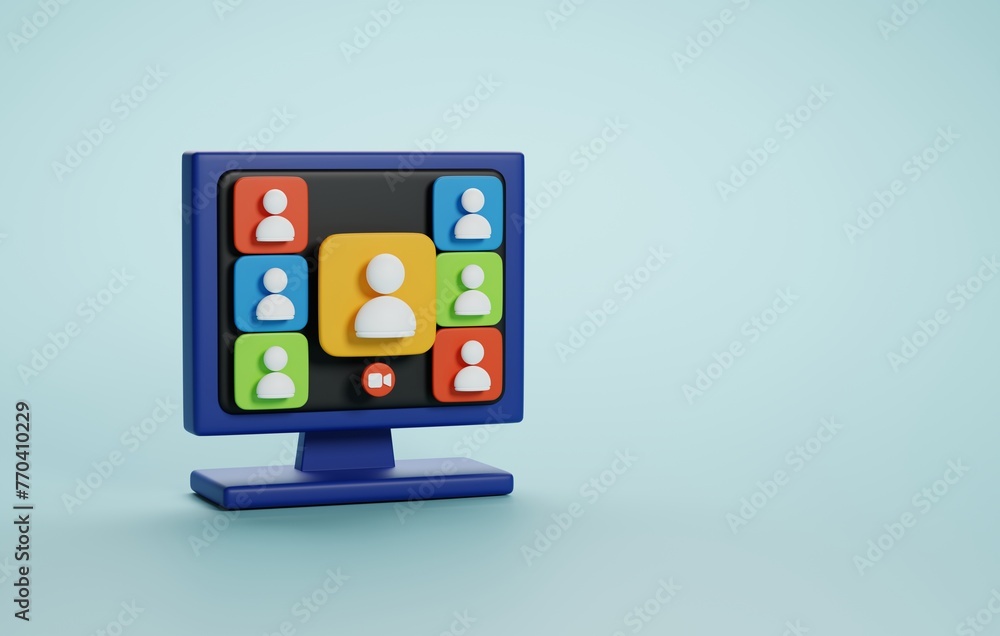 Poster digital discourse, 3d icon of online discussion forum and virtual meeting space. 3d render