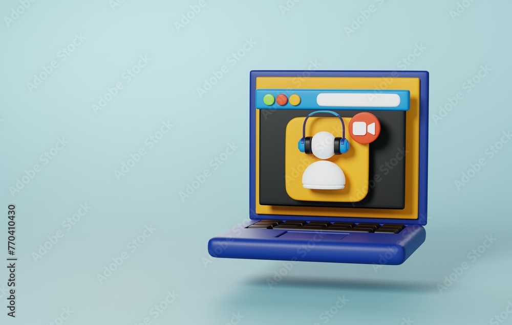 Poster digital discourse, 3d icon of online discussion forum and virtual meeting space. 3d render