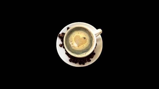 cup of coffee grinder on black background