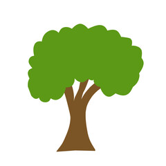 Green trees flat vector illustration,Beautiful green leaves isolated on white,Spring time trees. Natural forest plant,Ecology garden template.