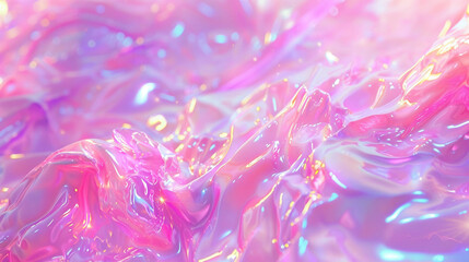 Light abstract holographic flare on pink background with Generative Ai. Iridescent background texture soft.