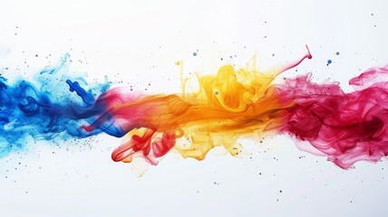 Watercolor splashes, hand-painted look, vibrant colors on white canvas