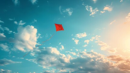 A kite flying high, tethered to a groundswell of passive income - obrazy, fototapety, plakaty