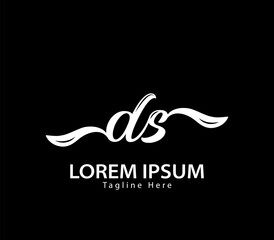 Initial handwriting letter DS logo design. DS logo design. DS logo design vector template in black background.