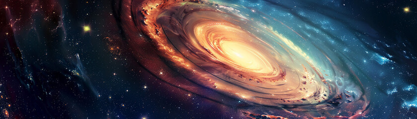The cosmos reveals its heart through a spiral galaxy, inspiring wonder in the eyes of an explorer adrift among the stars. - obrazy, fototapety, plakaty