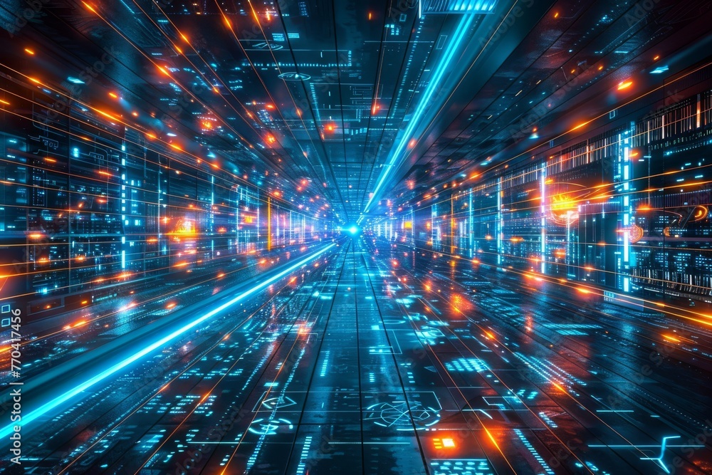 Poster abstract background data flow on futuristic technology.